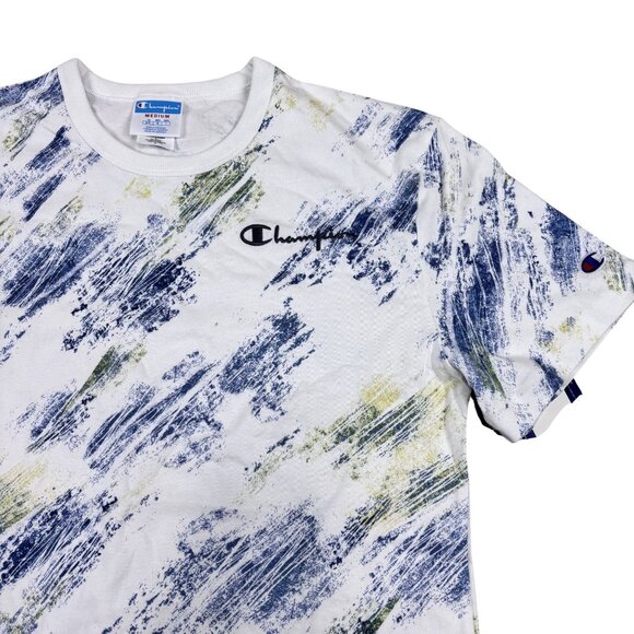 Champion Heritage Heavyweight Cotton T-Shirt With Blue & Yellow Brushstroke M. - Picture 7 of 10